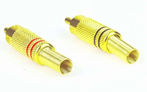 2x PROFI Cinch Stecker male vergoldet ROT & SCHWARZ Chinch RCA Metall löten ADM - Picture 3 of 6