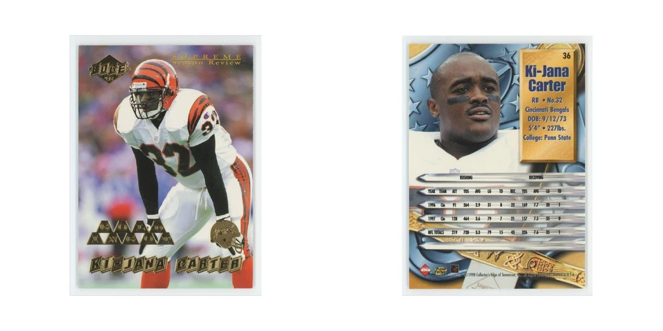 Ki-Jana Carter 1998 Collector's Edge Gold #36 Cincinnati Bengals NM - Image 3 of 3