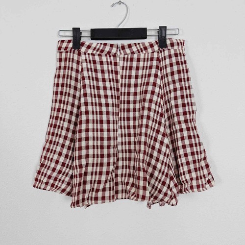 Reformation Red Storm Gingham Flounce Mini Skirt - 第 5/7 張圖片