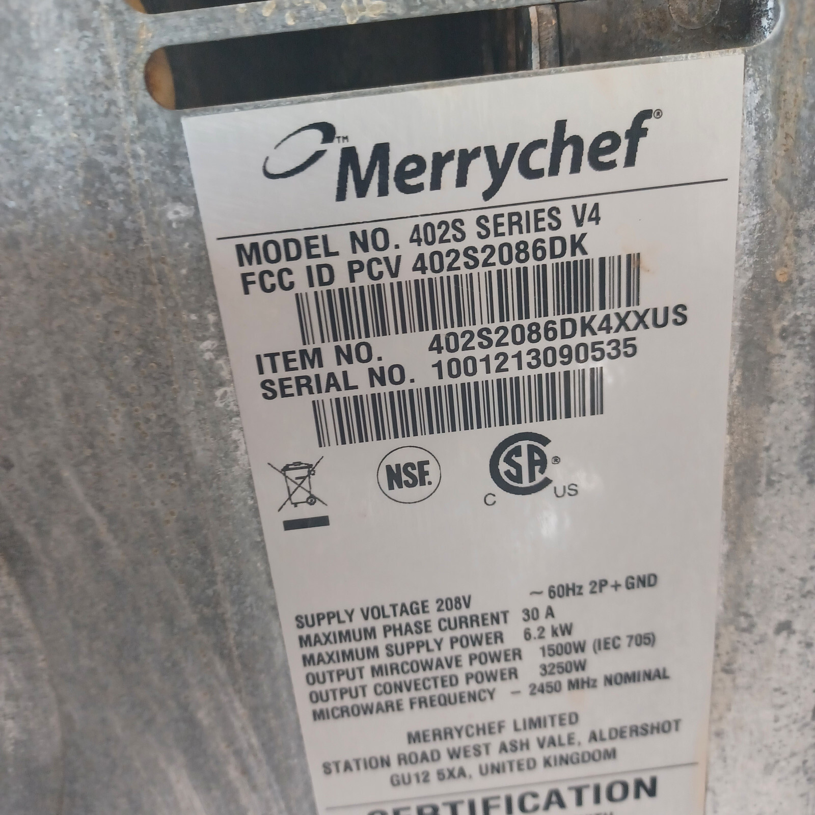 402S MERRYCHEF USED RAPID COOK OVEN INCLUDES FREE SHIPPING eBay