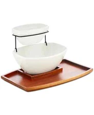 The Cellar Two-Tiered Chip and Dip 13 oz., Serving Stand, White