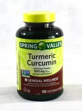Spring Valley Turmeric Curcumin 180 Vegan Capsules w/Ginger Powder 500 mg 02/27