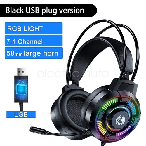 3.5mm/USB Gaming Headset RGB LED Mic Headphones for PC Laptop PS4 PS5 Xbox One - Picture 23 of 25