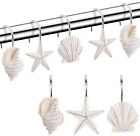 Seashell Shower Curtain Hooks Set of 12 White Resin Anti-Rust Decorative