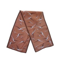 VTG ADOLPHO Brown w/ Bird Print Long Rectangle Scarf