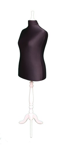 Produktbild von Deluxe Schneiderpuppe Größe 18 – Halbe Schaufensterpuppe, Schwarze Büste Auf Weißem Ständer