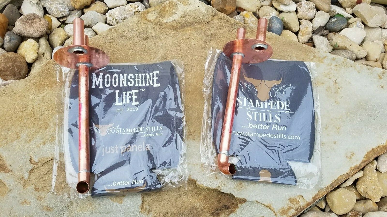 2x Stampede Stills® 24oz copper 1/2 gallon mason jar thumper kit + coozie sleeve