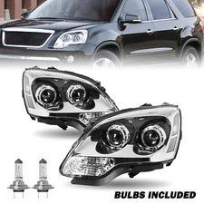 For 2007-2012 GMC Acadia Projector Chrome Clear Factory Headlights L+R w/ Bulbs