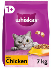 7kg Whiskas 1+ Adult Complete Dry Cat Food Chicken Bulk Pack Cat Biscuits 3.27 per kilo