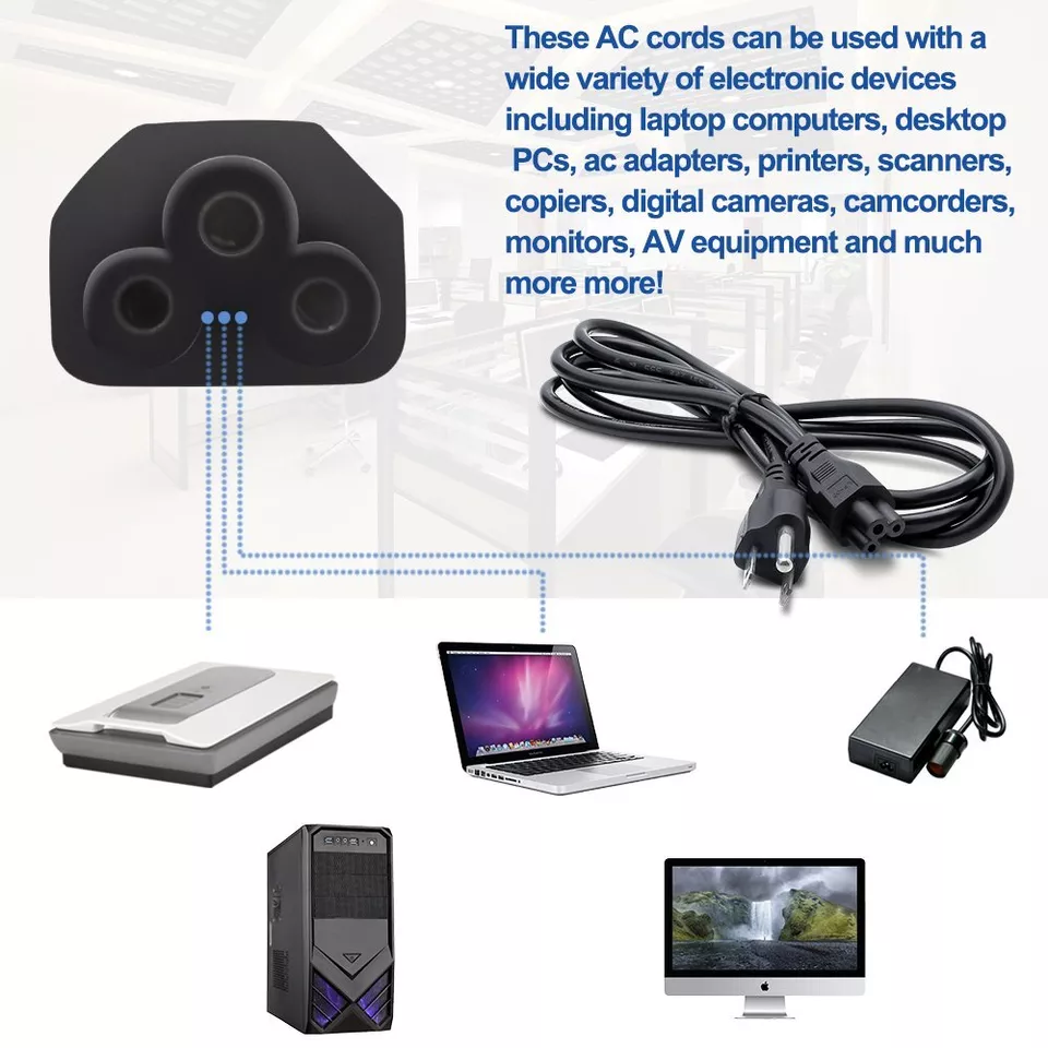 6ft 10 Pack 3 Prong Mickey Mouse Power Cord Cable for Laptop PC Printer Adapter - Image 4 of 4