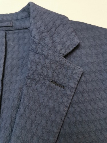 LARDINI Mens Size IT 54/UK 44 Cotton Textured Blazer NEW Blue Pockets Made Italy - Picture 5 of 21