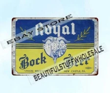 1940s ROYAL BOCK BEER Union Brewery New Castle Pennsylvania metal tin sign