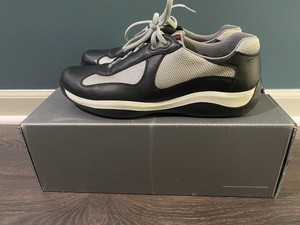 PRADA Calzature Uomo Nero Argento PS0906 Americas Cup Sneakers Mens Size  11.5 us | eBay