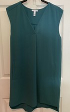 LEITH Everyday Dress Sleeveless Shift Teal Mini V-Neck SZ S Loose Fit Polyester