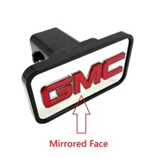 Abs Mirrored Tow Hitch Cover W Red Gmc Emblem - Fits 2 Receivers Abs Mirrored Tow Hitch Cover W Red Gmc Emblem - Fits 2 Receivers