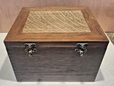 Solid Walnut with Quarter swan Oak accent top Box: keepsake, jewelry, stash Box