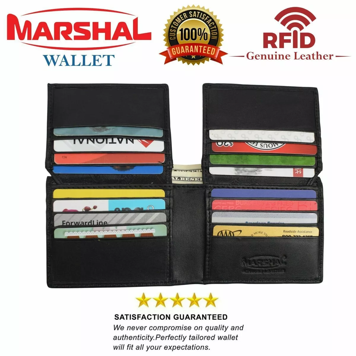 Genuine Leather RFID Double Card Holder Wallet Wholesale