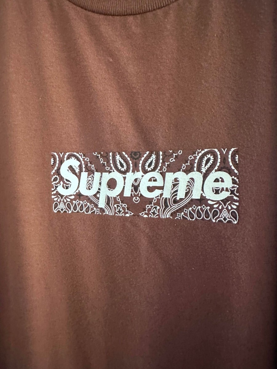 Pre-woned Supreme Bandana Box Logo Tee Brown - Size M 100 Pre-woned Supreme Bandana Box Logo Tee Brown - Size M 100