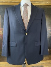 Chaps 42R Navy Blue 100 Wool Polo Gold Button 2Btn Blazer Jacket Sport Coat