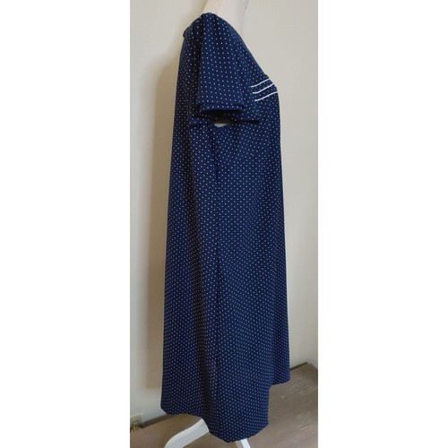 Abito vintage anni 70 Lorac by Lady Carol blu bianco pois poliestere donna tg M - Foto 7 di 7