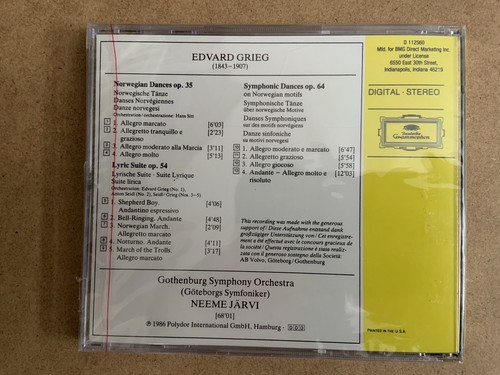 Grieg Symphonic Dances Op. 64 Gothenburg Orchestra & Neeme Jarvi NEW SEALED CD - Foto 2 di 3