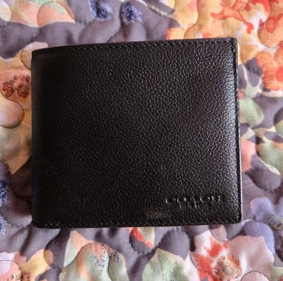 Coach Black Bifold Men's Wallet Logo Organizer Credit Card ID Holder