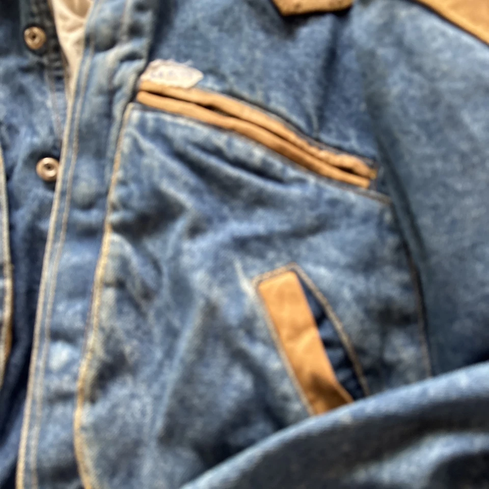 Vintage 80s Guess Georges Marciano Marty McFly Denim Leather Jacket Mens XS - Image 2 of 4