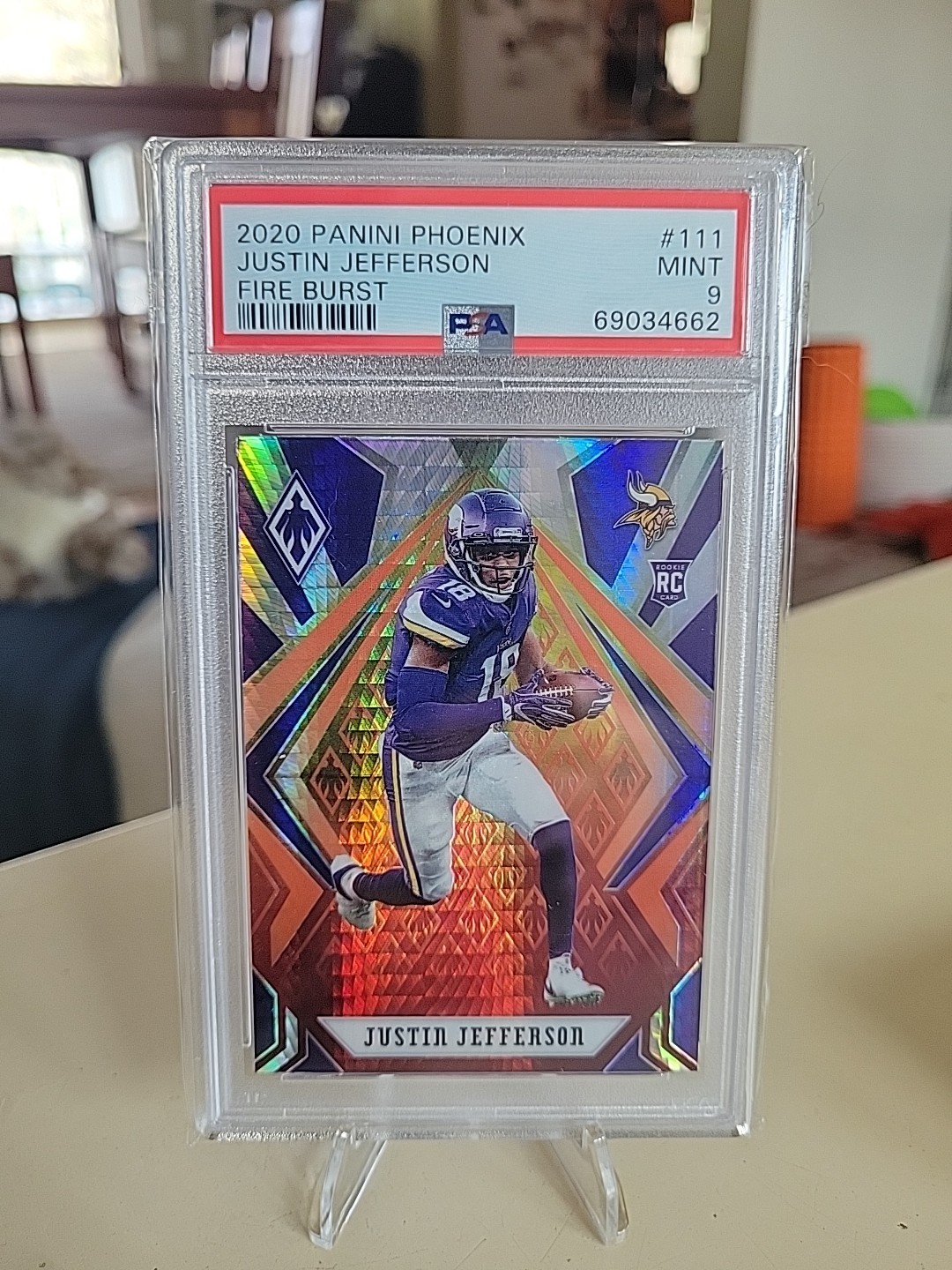 2020 Phoenix JUSTIN JEFFERSON Fire Burst #111 PSA 9 MINT Rookie Card RC Vikings