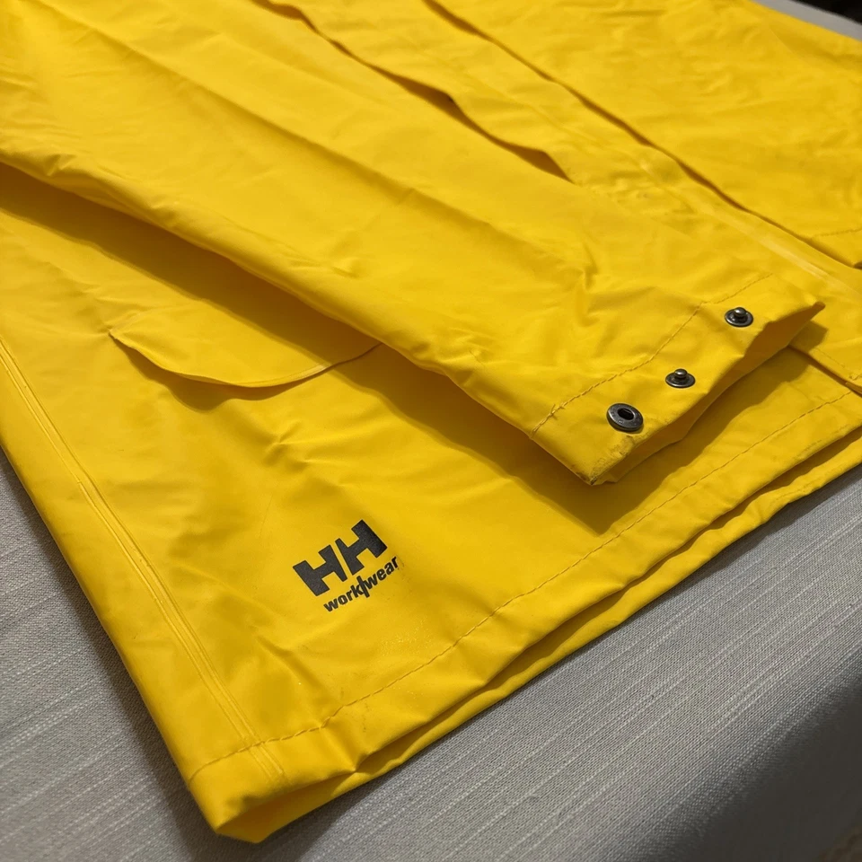 Helly Hansen Work Wear Jacket Waterproof Yellow 70129 Mandal PVC Rain Coat XL - Image 2 of 4