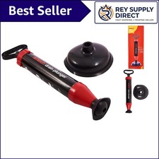Image of Versatile Drain Clearing Plunger - Red/Black, Removable Heads for Multiple Uses