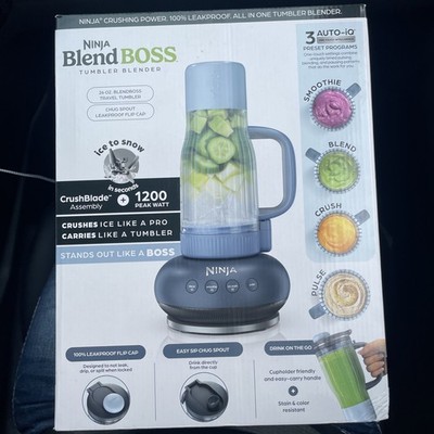 Ninja BlendBOSS Tumbler Blender 1200W 26oz Blue Ice Crusher Travel Tumbler