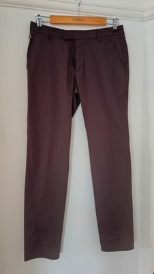 BNWT Gucci 100% Cotton  Trousers Burgundy W32 L 30 Slim Made In Italy IT44