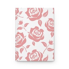 Pink Roses White Hard Cover Notebook Lined Pages Matte Aesthetic Journal Book