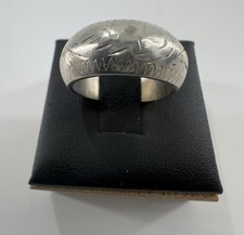 Sterling Silver 925 Etched Wide Band 8mm Unknown Signature Sz 5.5  
