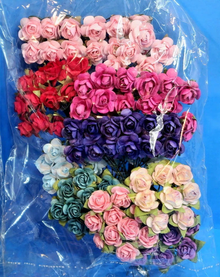 BNIP RETIRED ASSORTED BEAUTIFUL 8CT. FLOWERS LOT SCRAPBOOK EMBELLISHMENTS #8d - Image 4 of 4