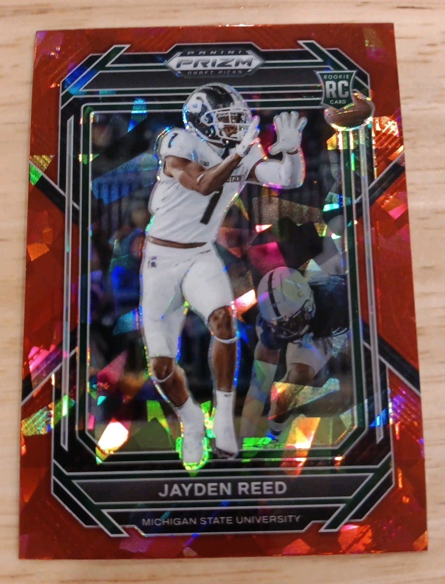 2023 Panini Prizm Draft Picks - Red Ice Prizm #145 Jayden Reed RC