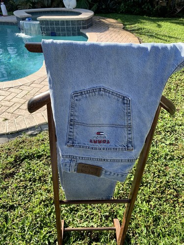 Vintage Tommy Hilfiger Jeans Herren 38x32 Blau Denim Große Flagge Hergestellt in den USA (38x32) - Bild 19 von 23