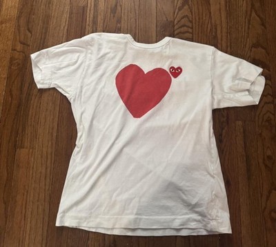 Comme des Garcons PLAY White Tee with Red Heart Graphic small