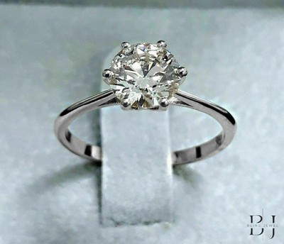 2CT Round Cut Solitaire Moissanite Engagement Ring 14K White Gold Plated For Her