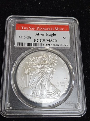 2013 (S) Silver Eagle PCGS MS70 The San Francisco Mint Red Label