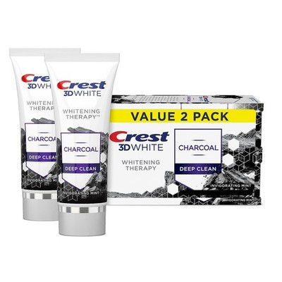 Crest 3D White Charcoal Toothpaste Pack Of 2 Deep Clean Mint Flavor 3.5 Oz