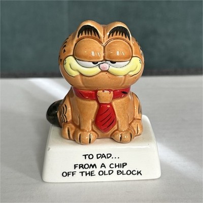Enesco Garfield Ceramic Figurine Father's Day Vintage 1981 Licensed READ