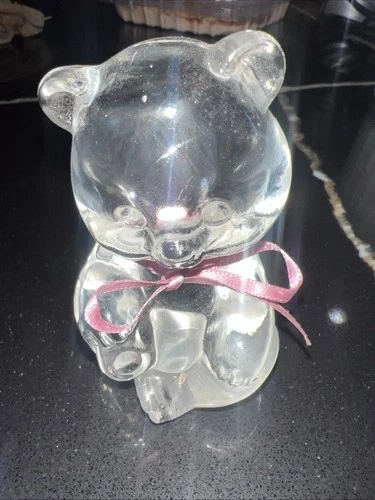 Fenton Clear Glass Sitting Bear Paperweight Figurine  3.5 Inches