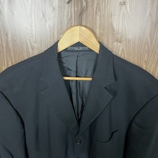 Hugo Boss Neiman Marcus Blazer Jacket Mens 46R Black Solid Virgin Wool USA Made