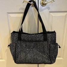 Women's 31 Organizing Shoulder Bag/Purse Two Straps Zip Closed End Pockets Black