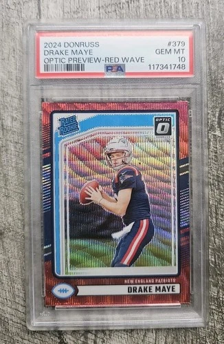 2024 Donruss Optic Rated Rookie Preview Drake Maye Red Wave Prizm RC PSA 10