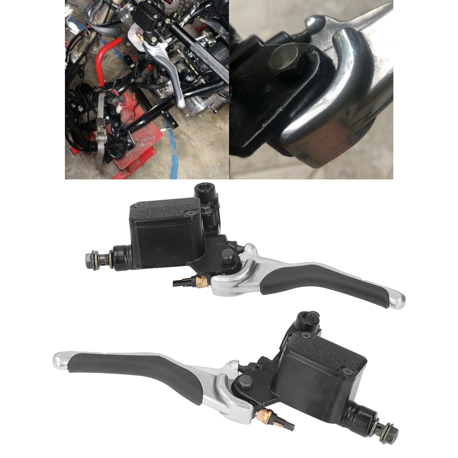 ♬ Pair Motorcycle Left Right Brake Handle Lever With Oil Can Aluminum Alloy CNC