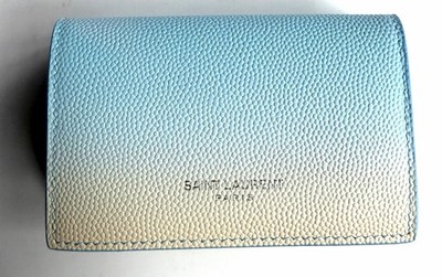 SAINT LAURENT PARIS Origami Tiny Tri-fold Wallet Light Blue Degrade  Leather