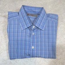 TURNBULL ASSER Blue plaid 100 Cotton Mens Luxury exclusive Dress Shirt - 17/43
