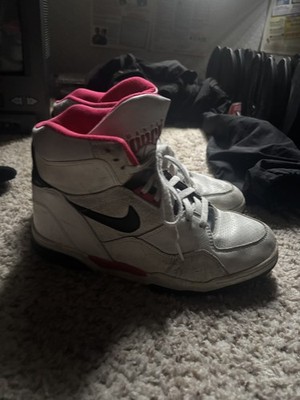 Vintage 1990 Nike Quantum Force High White/Red  90s 80s Shoes.